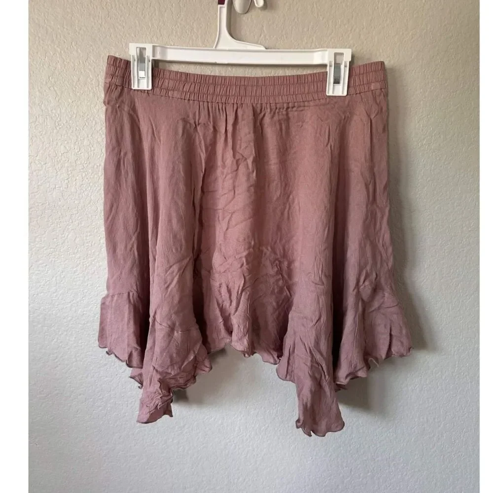 Intimately Free People Ruffle Skirt Dusty Rose Pink Large Boho Fairy Cottagecore